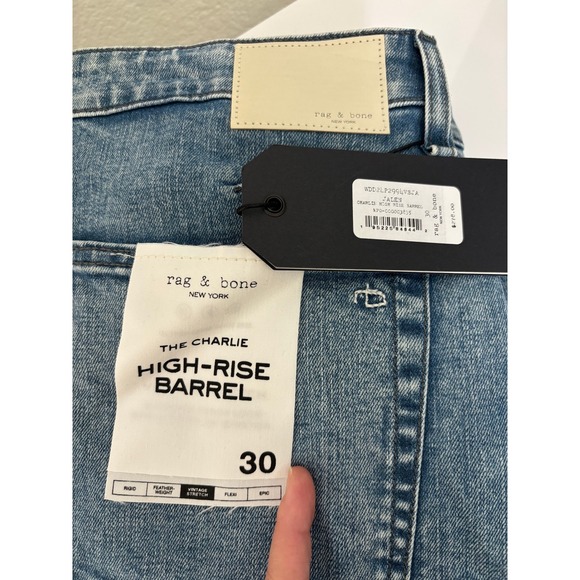 $278 NWT Rag & Bone Charlie high-rise barrel leg jeans in Jalen Size 30 - Picture 4 of 8